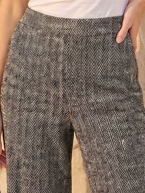 Old Navy Jazzy Herringbone Pull On Pants Charcoal Gray Black White Size L long!